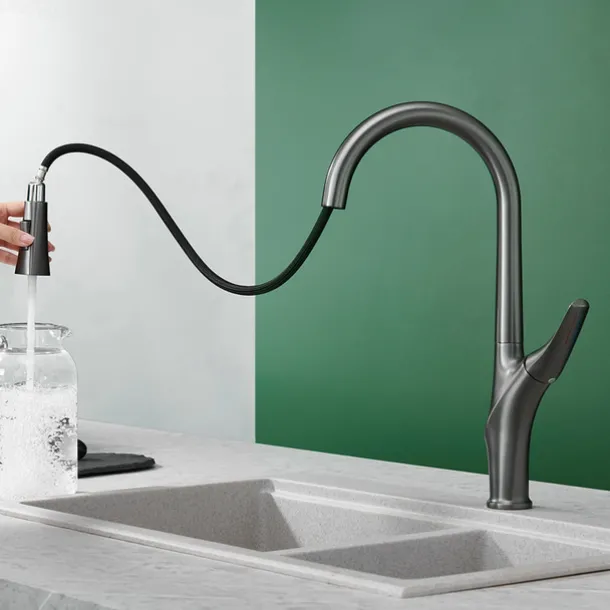 Kitchen faucet - Single Handle One Hole Chrome / Nickel Brushed / Electroplated Pull-out / Pull-down / Standard Spout / Tall / High Arc Centerset Modern Contemporary Kitchen Taps