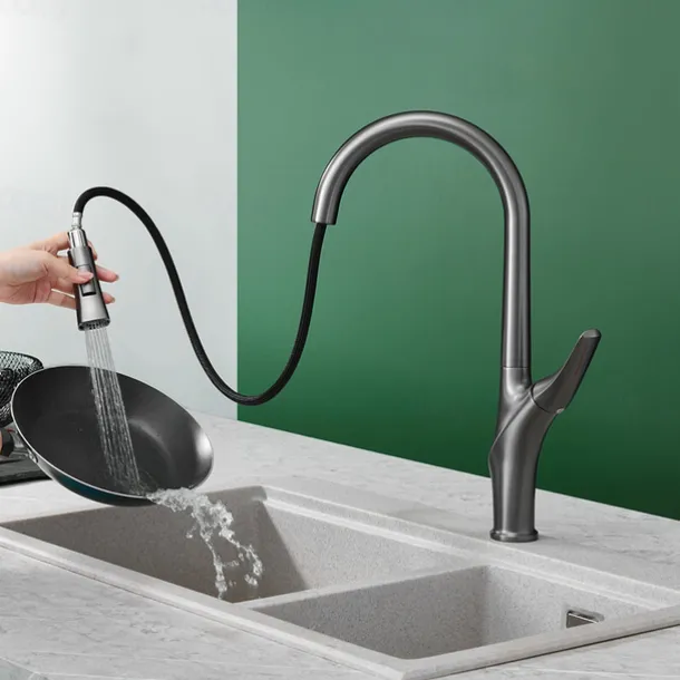 Kitchen faucet - Single Handle One Hole Chrome / Nickel Brushed / Electroplated Pull-out / Pull-down / Standard Spout / Tall / High Arc Centerset Modern Contemporary Kitchen Taps