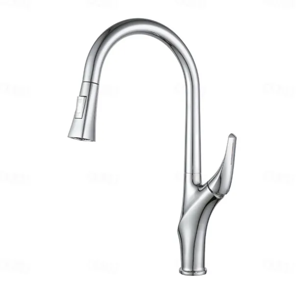 Kitchen faucet - Single Handle One Hole Chrome / Nickel Brushed / Electroplated Pull-out / Pull-down / Standard Spout / Tall / High Arc Centerset Modern Contemporary Kitchen Taps