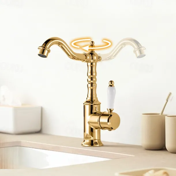Kitchen faucet - Single Handle One Hole Electroplated Standard Spout Centerset Retro Vintage / Minimalist Kitchen Taps