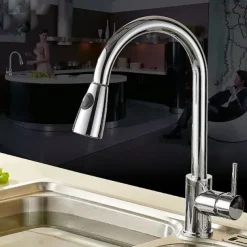Kitchen faucet - Single Handle One Hole Electroplated Pull-out / Pull-down / Tall / High Arc Free Standing Contemporary Kitchen Taps