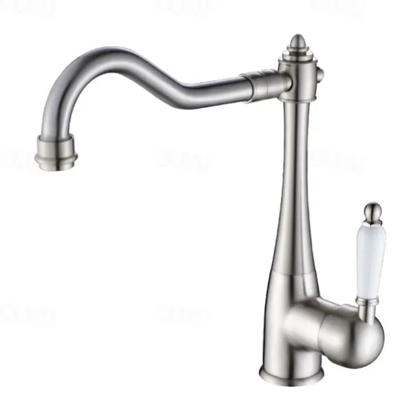 Kitchen faucet - Single Handle One Hole Nickel Brushed Standard Spout Centerset Antique Kitchen Taps