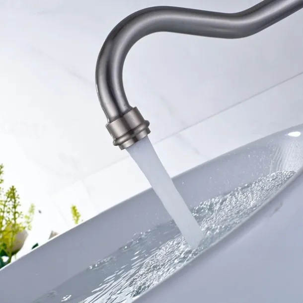 Kitchen faucet - Single Handle One Hole Nickel Brushed Standard Spout Centerset Antique Kitchen Taps