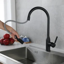 Kitchen faucet - Single Handle One Hole Nickel Brushed / Electroplated / Painted Finishes Pull-out / Pull-down / Standard Spout / Tall / High Arc Centerset Modern Contemporary Kitchen Taps
