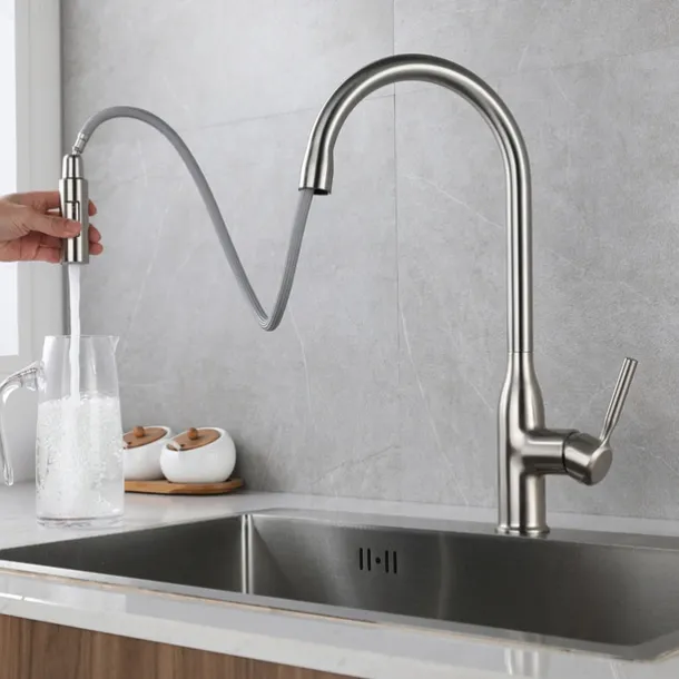 Kitchen faucet - Single Handle One Hole Nickel Brushed / Electroplated / Painted Finishes Pull-out / Pull-down / Standard Spout / Tall / High Arc Centerset Modern Contemporary Kitchen Taps