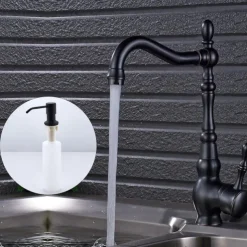 Kitchen faucet - Single Handle One Hole Oil-rubbed Bronze Standard Spout Centerset Antique Kitchen Taps with Soap Dispensor