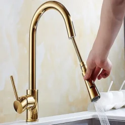 Kitchen Faucet - Single Handle One Hole Electroplated Pull-Out / ­Pull-Down / Tall / ­High Arc Free Standing Ordinary Kitchen Taps