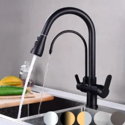 Kitchen faucet - Two Handles One Hole Electroplated / Painted Finishes Pull-out / Pull-down / Tall / High Arc / Purified water Centerset Modern Contemporary Kitchen Taps