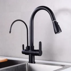 Kitchen faucet - Two Handles One Hole Electroplated / Painted Finishes Pull-out / Pull-down / Tall / High Arc / Purified water Centerset Modern Contemporary Kitchen Taps