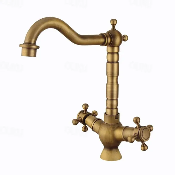 Kitchen faucet - Two Handles One Hole Antique Copper Standard Spout Centerset Contemporary / Antique Kitchen Taps
