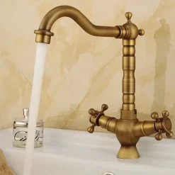 Kitchen faucet - Two Handles One Hole Antique Copper Standard Spout Centerset Contemporary / Antique Kitchen Taps