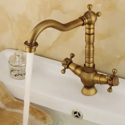 Kitchen faucet - Two Handles One Hole Antique Copper Standard Spout Centerset Contemporary / Antique Kitchen Taps