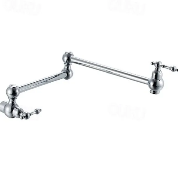 Kitchen faucet - Two Handles One Hole Chrome Pot Filler Wall Mounted Contemporary / Art Deco / Retro / Modern Kitchen Taps