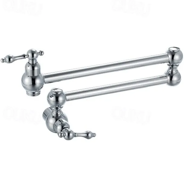Kitchen faucet - Two Handles One Hole Chrome Pot Filler Wall Mounted Contemporary / Art Deco / Retro / Modern Kitchen Taps