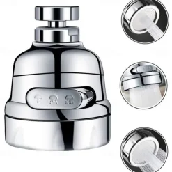 Kitchen Faucet Head Replacement 3 Mode, 360 Kitchen Sink Faucet Aerator Sprayer Attachment, Tap Accessories Water Saving Extend Nozzle Connect Adapter