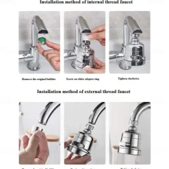 Kitchen Faucet Head Replacement 3 Mode, 360 Kitchen Sink Faucet Aerator Sprayer Attachment, Tap Accessories Water Saving Extend Nozzle Connect Adapter