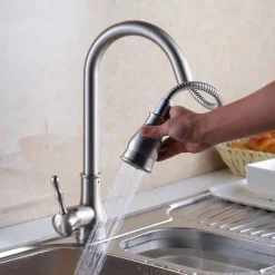 Kitchen Faucet Head Replacement Black Chrome Brushed, Pull Out Faucet Sprayer Head Nozzle Attachment Fittings Accessories, Aeration Spray Splash-proof Spout Adapter