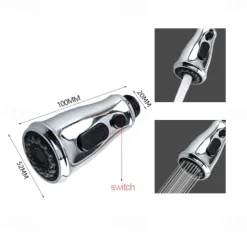 Kitchen Faucet Head Replacement Black Chrome, Pull Out Faucet Sprayer Head Nozzle Attachment Fittings Accessories, Aeration Spray Splash-proof Spout