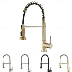 Kitchen Faucet Pull Donw High Arc Spout, 360 Swivel Single Handle Sink Mixer Taps, Kitchen Vessel Tap with Hot and Cold Water Hose