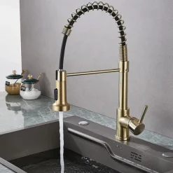 Kitchen Faucet Pull Donw High Arc Spout, 360 Swivel Single Handle Sink Mixer Taps, Kitchen Vessel Tap with Hot and Cold Water Hose