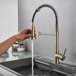 Kitchen Faucet Pull Donw High Arc Spout, 360 Swivel Single Handle Sink Mixer Taps, Kitchen Vessel Tap with Hot and Cold Water Hose