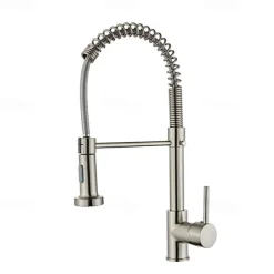 Kitchen Faucet Pull Donw High Arc Spout, 360 Swivel Single Handle Sink Mixer Taps, Kitchen Vessel Tap with Hot and Cold Water Hose