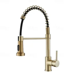 Kitchen Faucet Pull Donw High Arc Spout, 360 Swivel Single Handle Sink Mixer Taps, Kitchen Vessel Tap with Hot and Cold Water Hose