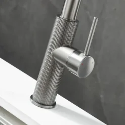 Kitchen Faucet Pull Out Sink Mixer Vessel Tap with 3 Mode Spout, 360 Degree Rotate Single Handle with Cold and Hot Hose