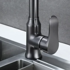 Kitchen Faucet with Pull-out Spray,Single Handle One Hole Brass High Arc 3-Modes Minimalist Style Kitchen Taps(Gun Grey/Black/Chrome)