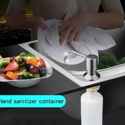 Kitchen Faucet with Pullout Spray and Soap Dispenser Sets Single Handle Two Holes Pull Out/Rotatable/Multifunction Standard Spout, Brass Tall-High Arc Deck Mounted Kitchen Faucet