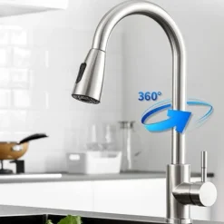 Kitchen Faucet with Pull-out Spray,Single Handle One Hole Stainless Steel Pull-out / Pull-down / Standard Spout / Tall / High Arc Centerset Minimalist / Modern Contemporary Kitchen Taps