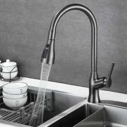 Kitchen Faucet with Pull-out Spray,Single Handle One Hole Rotatable Electroplated Pull-out / Pull-down / Standard Spout / Tall / High Arc Centerset Modern Contemporary Style Kitchen Taps