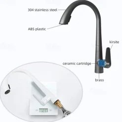 Kitchen Faucet with Pull-out Spray 360° Rotated Single Handle One Hole Minimalist Modern Contemporary Kitchen Taps