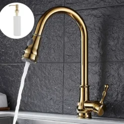 Kitchen Faucet with Sprayer,Brass 2-Function Outlet Single Handle One Hole Electroplated Pull-out Kitchen Taps