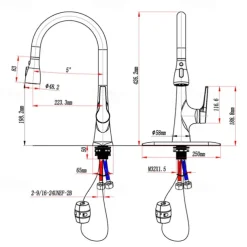 Kitchen Faucet with Sprayer,Pull-out 3-Function Button Design Single Handle One Hole Tall High Arc Modern Contemporary Kitchen Taps
