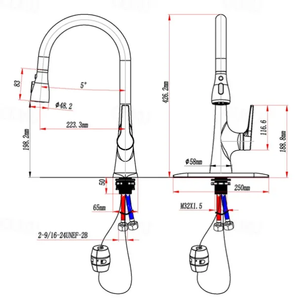 Kitchen Faucet with Sprayer,Pull-out 3-Function Button Design Single Handle One Hole Tall High Arc Modern Contemporary Kitchen Taps