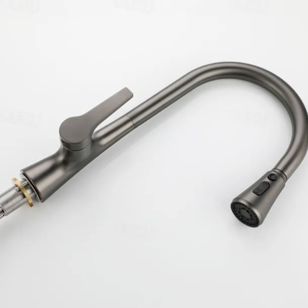 Kitchen Faucet with Sprayer,Pull-out 3-Function Button Design Single Handle One Hole Tall High Arc Modern Contemporary Kitchen Taps