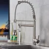Kitchen Faucet,Brass Chrome Deck Mounted Pullout Spray Contemporary Kitchen Taps with Hot and Cold Switch
