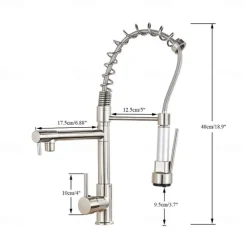 Kitchen Faucet,Brass Chrome Deck Mounted Pullout Spray Contemporary Kitchen Taps with Hot and Cold Switch