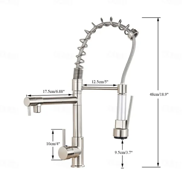 Kitchen Faucet,Brass Chrome Deck Mounted Pullout Spray Contemporary Kitchen Taps with Hot and Cold Switch