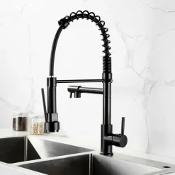 Kitchen Faucet,Brass Rotatable Pull-out/Pull-down Multi-function Oil-rubbed Bronze Finish Single Handle Two Holes Kitchen Taps