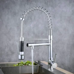 Kitchen Faucet,Brass Rotatable Pull-out/Pull-down Multi-function Oil-rubbed Bronze Finish Single Handle Two Holes Kitchen Taps