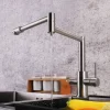 Kitchen Faucet,Foldable Single Handle One Hole Electroplated Pot Filler Centerset Modern Contemporary Kitchen Taps(Black/Brush Nickel)