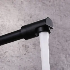 Kitchen Faucet,Foldable Single Handle One Hole Electroplated Pot Filler Centerset Modern Contemporary Kitchen Taps(Black/Brush Nickel)