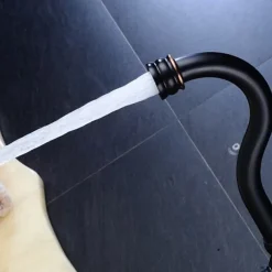 Kitchen Faucet,ORB Rotatable Retro Style Single Handle One Hole Standard Spout Centerset Contemporary Antique Kitchen Taps with Hot and Cold Switch