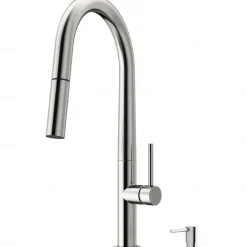 Kitchen Faucet,Rotatable Pull-out/­Pull-down Brass High Arc Nickel Brushed/Painted Finishes Single Handle One Hole Kitchen Taps with Hot and Cold Switch