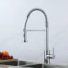 Kitchen Faucets 304 Stainless Steel Single Handle Single Lever Pull Down Sprayer Spring Kitchen Sink Faucet Brushed Nickel