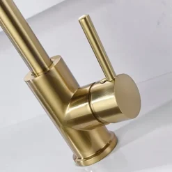 Kitchen Faucet,Single Handle Golden One Hole Rotatable Electroplated Centerset Contemporary Zinc Alloy Handle Kitchen Taps with Hot and Cold Water