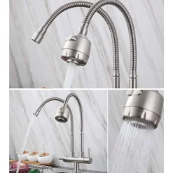 Kitchen Faucet,SUS304 Stainless Steel Brushed Nickel 2-modes Single Handle One Hole Standard Spout Contemporary Kitchen Taps