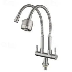 Kitchen Faucet,SUS304 Stainless Steel Brushed Nickel 2-modes Single Handle One Hole Standard Spout Contemporary Kitchen Taps